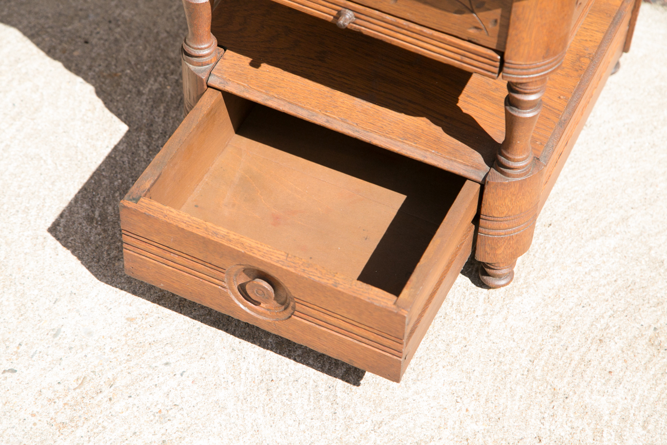 Antique Oak Shoe Shiners Bench