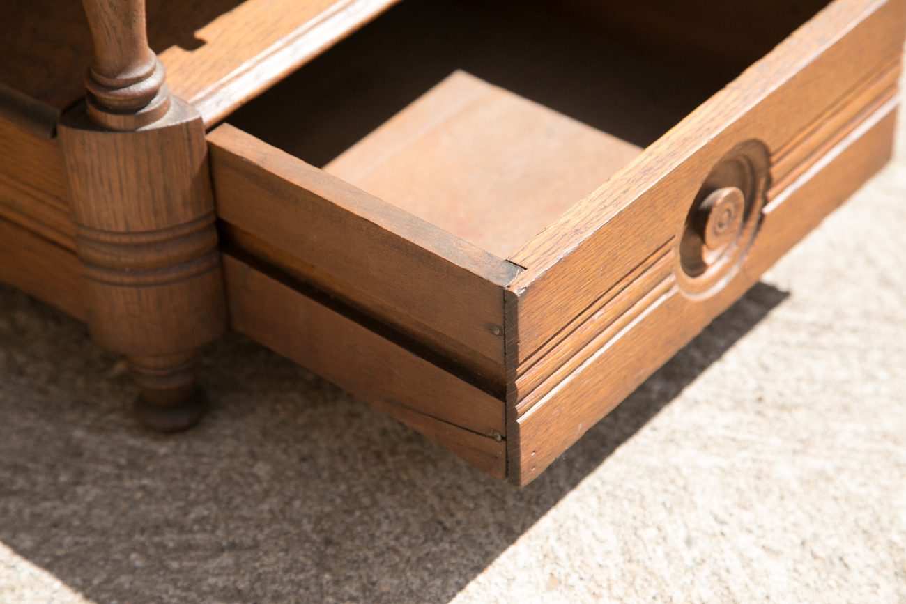 Antique Oak Shoe Shiners Bench