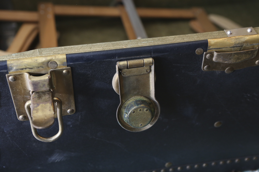 Spaulding Genuine Vulcanized  Fibre Steamer Trunk Vintage