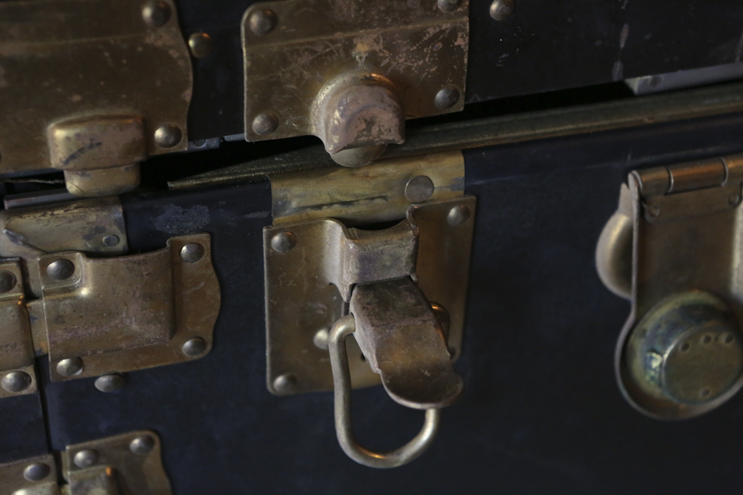 Spaulding Genuine Vulcanized  Fibre Steamer Trunk Vintage