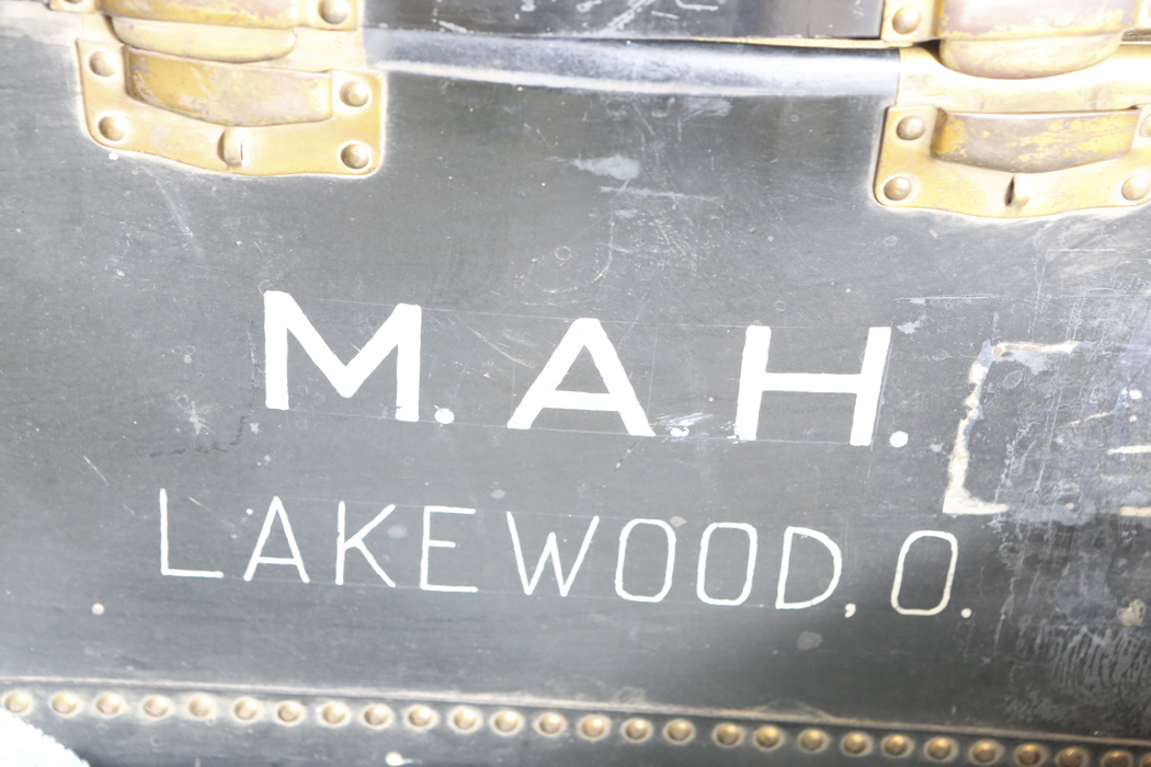 Spaulding Genuine Vulcanized  Fibre Steamer Trunk Vintage