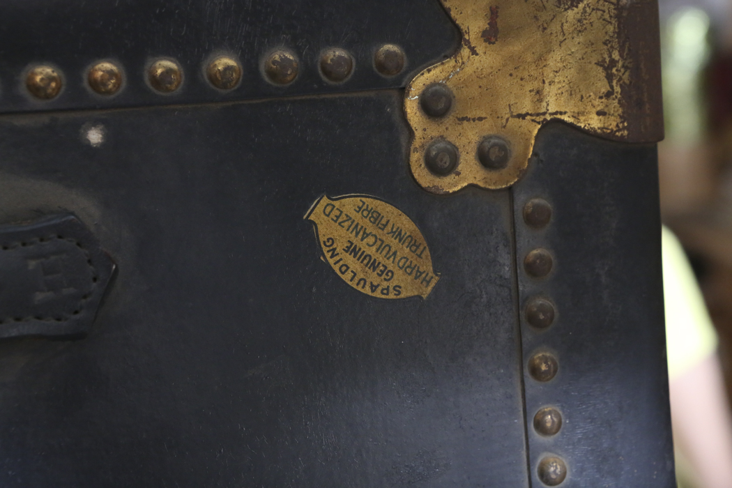 Spaulding Genuine Vulcanized  Fibre Steamer Trunk Vintage
