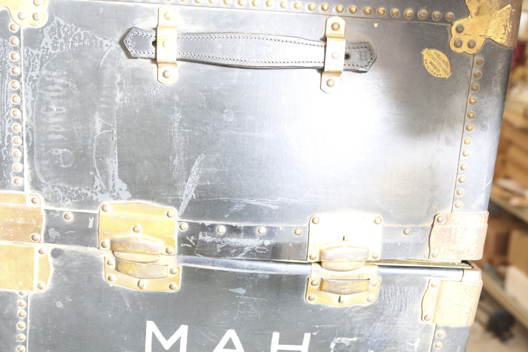 Spaulding Genuine Vulcanized  Fibre Steamer Trunk Vintage