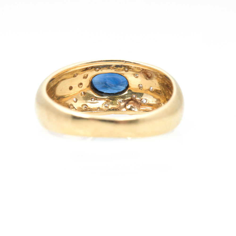 14K Yellow Gold Sapphire Diamond Ring