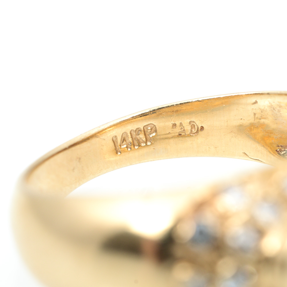 14K Yellow Gold Sapphire Diamond Ring