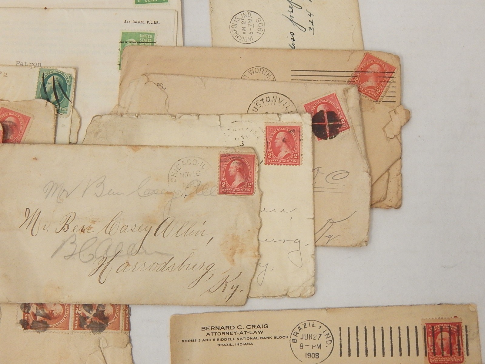 1800s and 1900s Envelopes with Posted Stamps