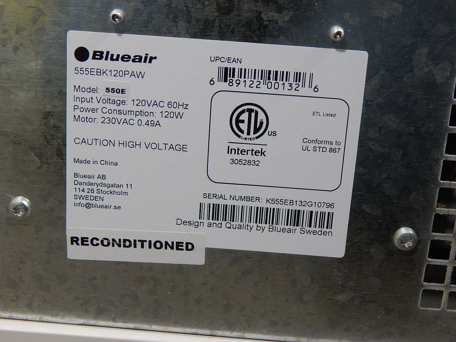 Blueair 550E HepaSilent Digital Air-Purification System