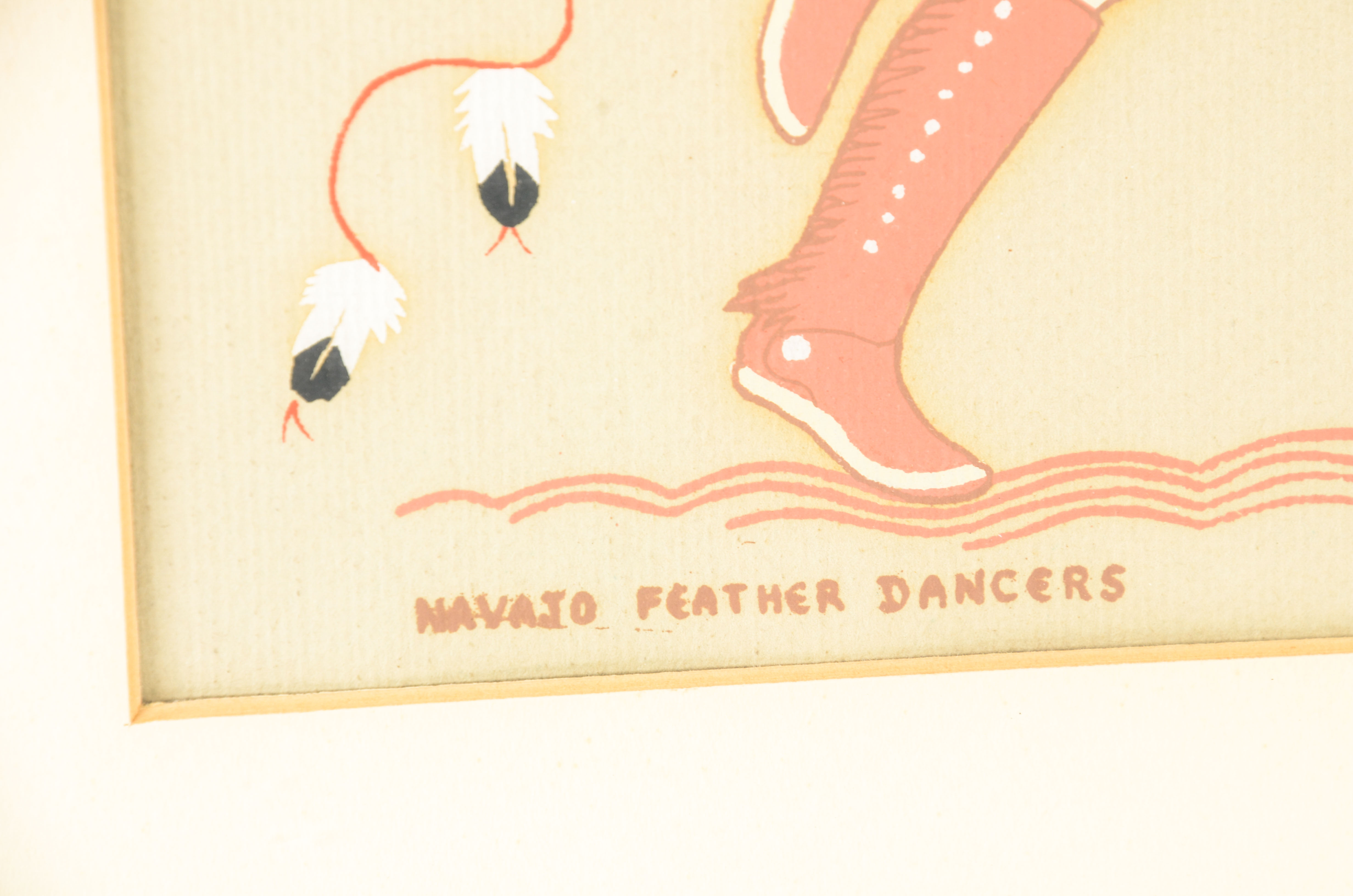 Harrison Begay Gouache Painting "Navajo Feather Dancers"