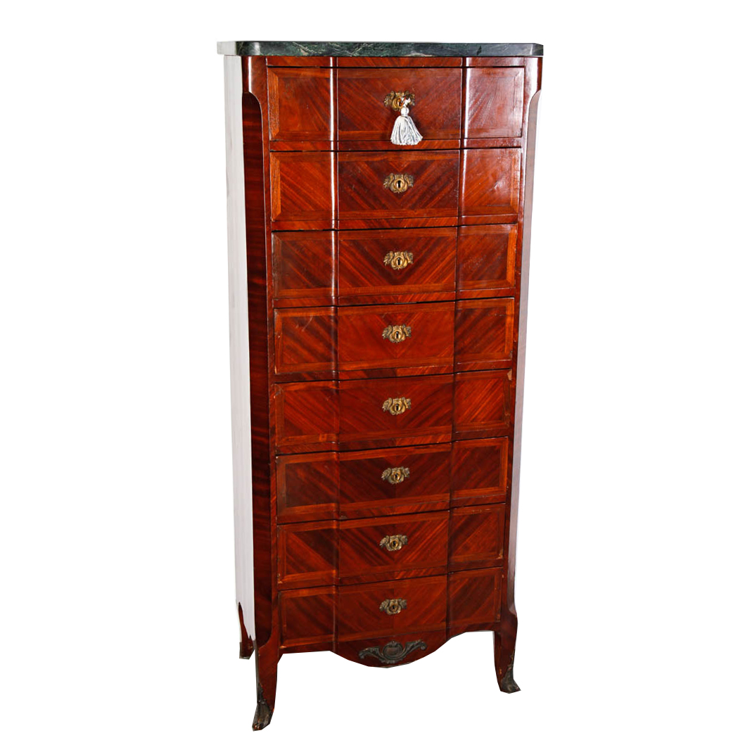 Vintage Louis XV Style Marble Top Lingerie Chest