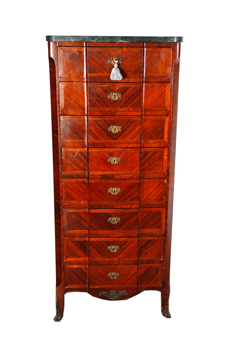 Vintage Louis XV Style Marble Top Lingerie Chest