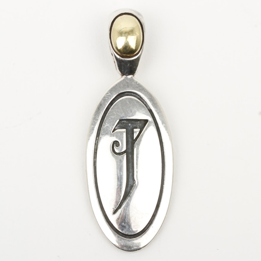 Ann King Sterling Silver and 18K Yellow Gold Initial Pendant