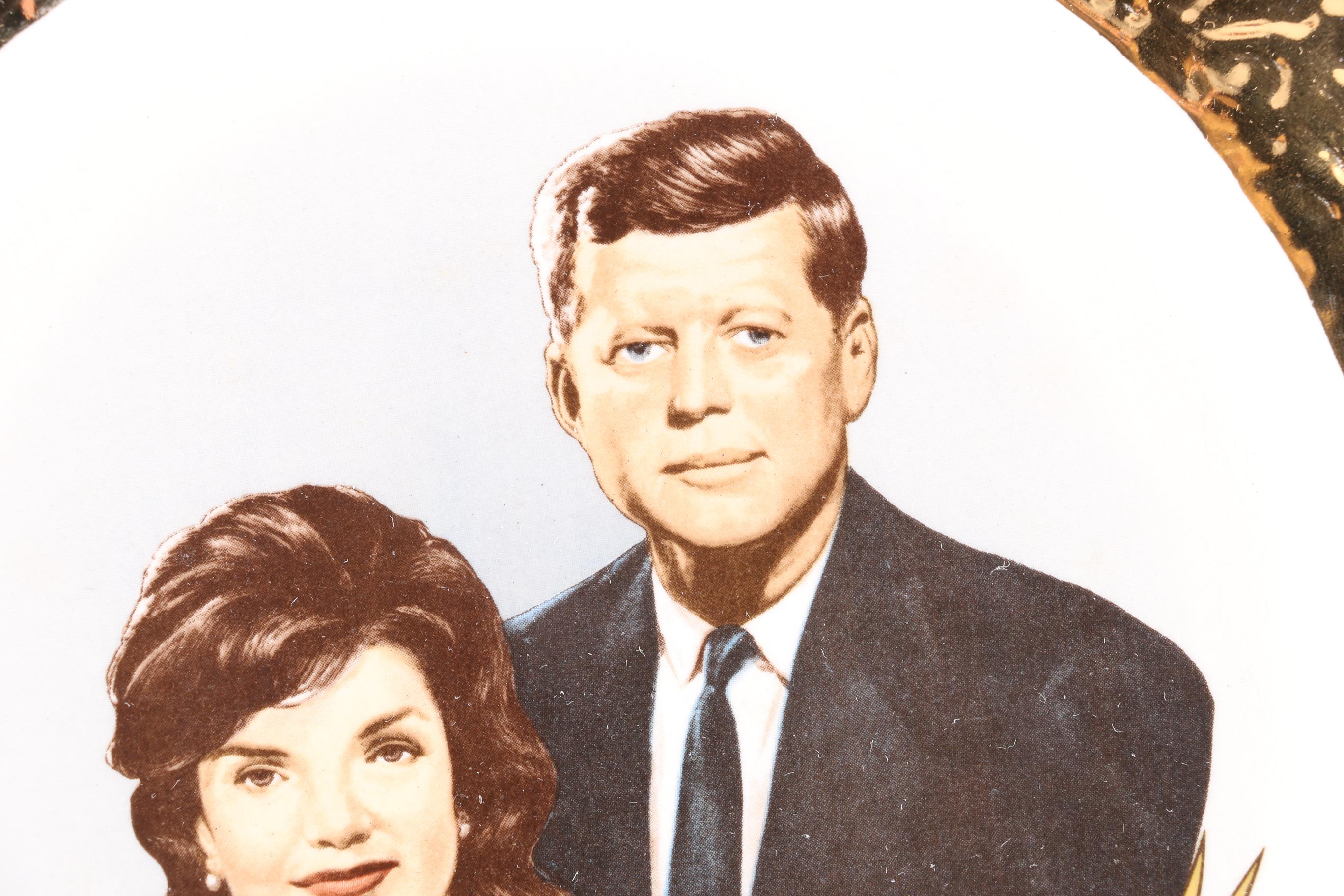 22K Gold John and Jackie Kennedy Commemorative Plate