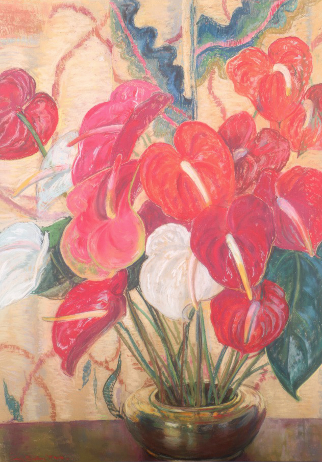 Emily B. Waite Chalk Pastel Drawing of Floral Still LIfe
