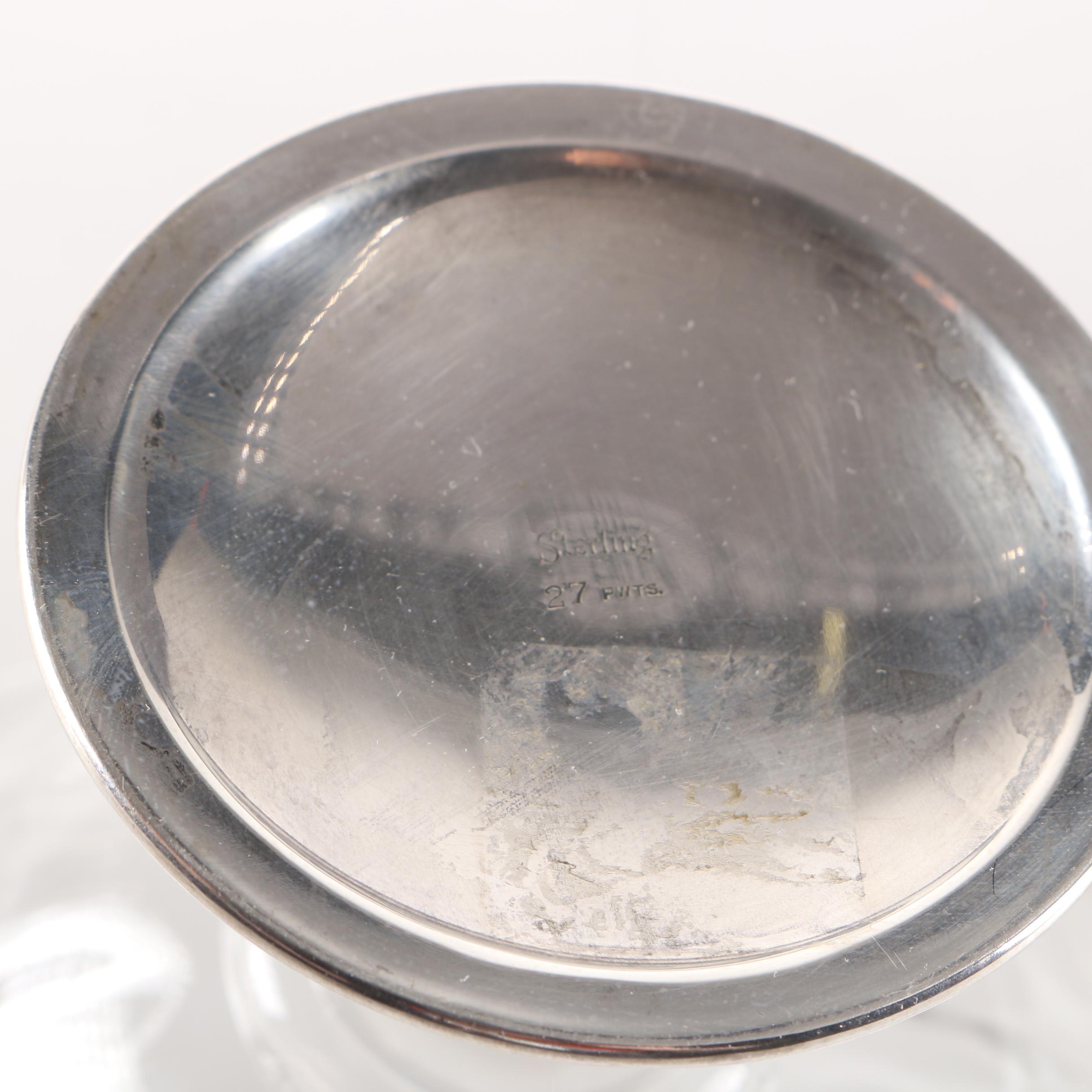 T.G. Hawkes & Co Glass Compote With Sterling Silver Pedestal