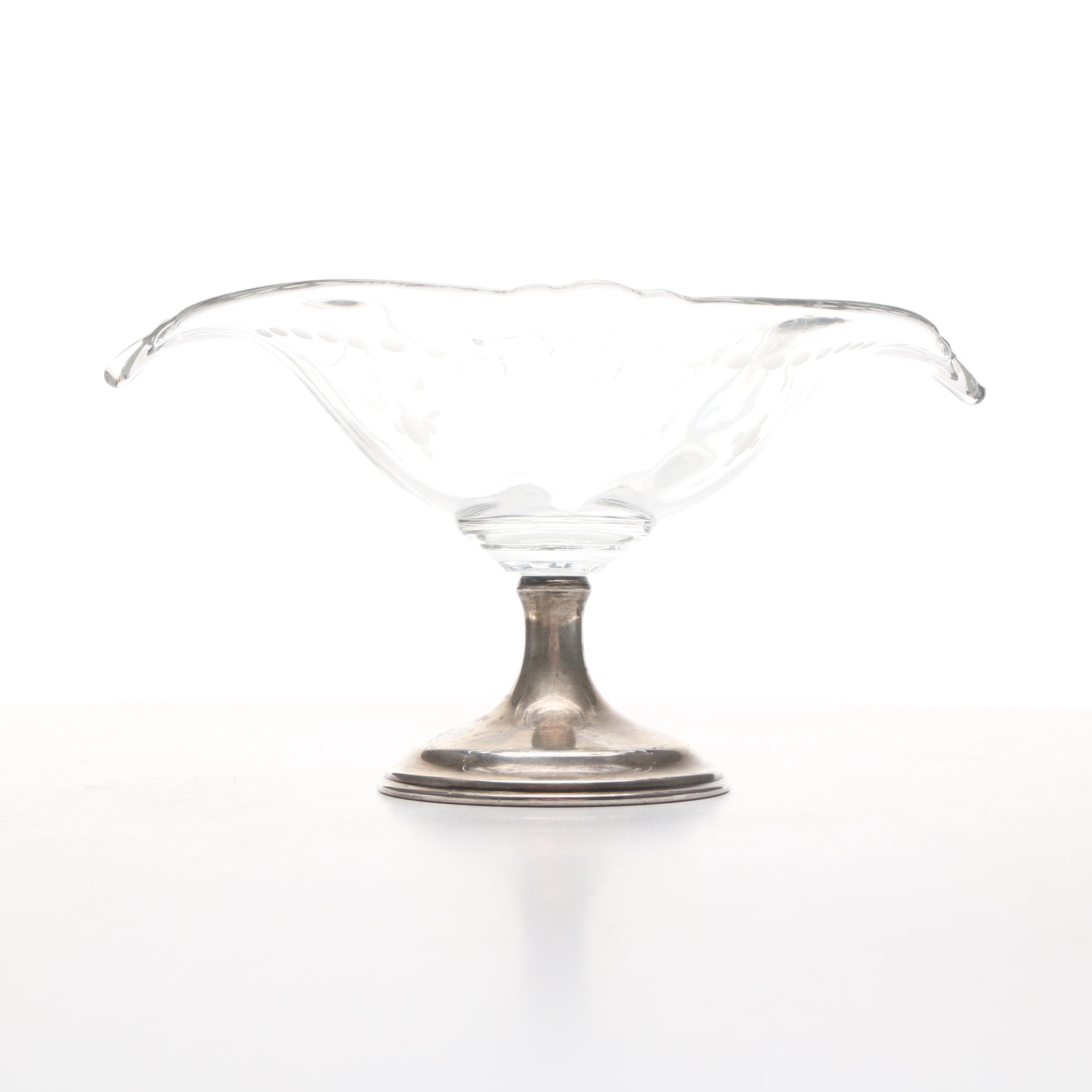 T.G. Hawkes & Co Glass Compote With Sterling Silver Pedestal