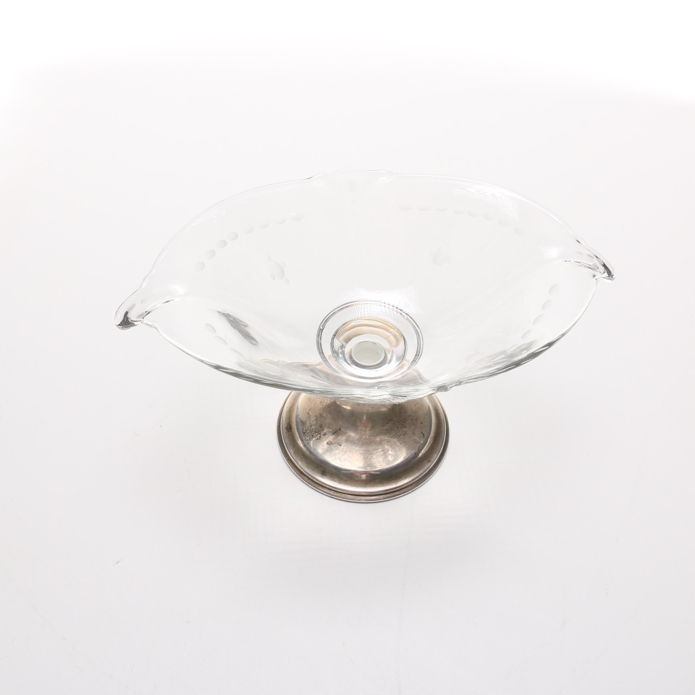 T.G. Hawkes & Co Glass Compote With Sterling Silver Pedestal