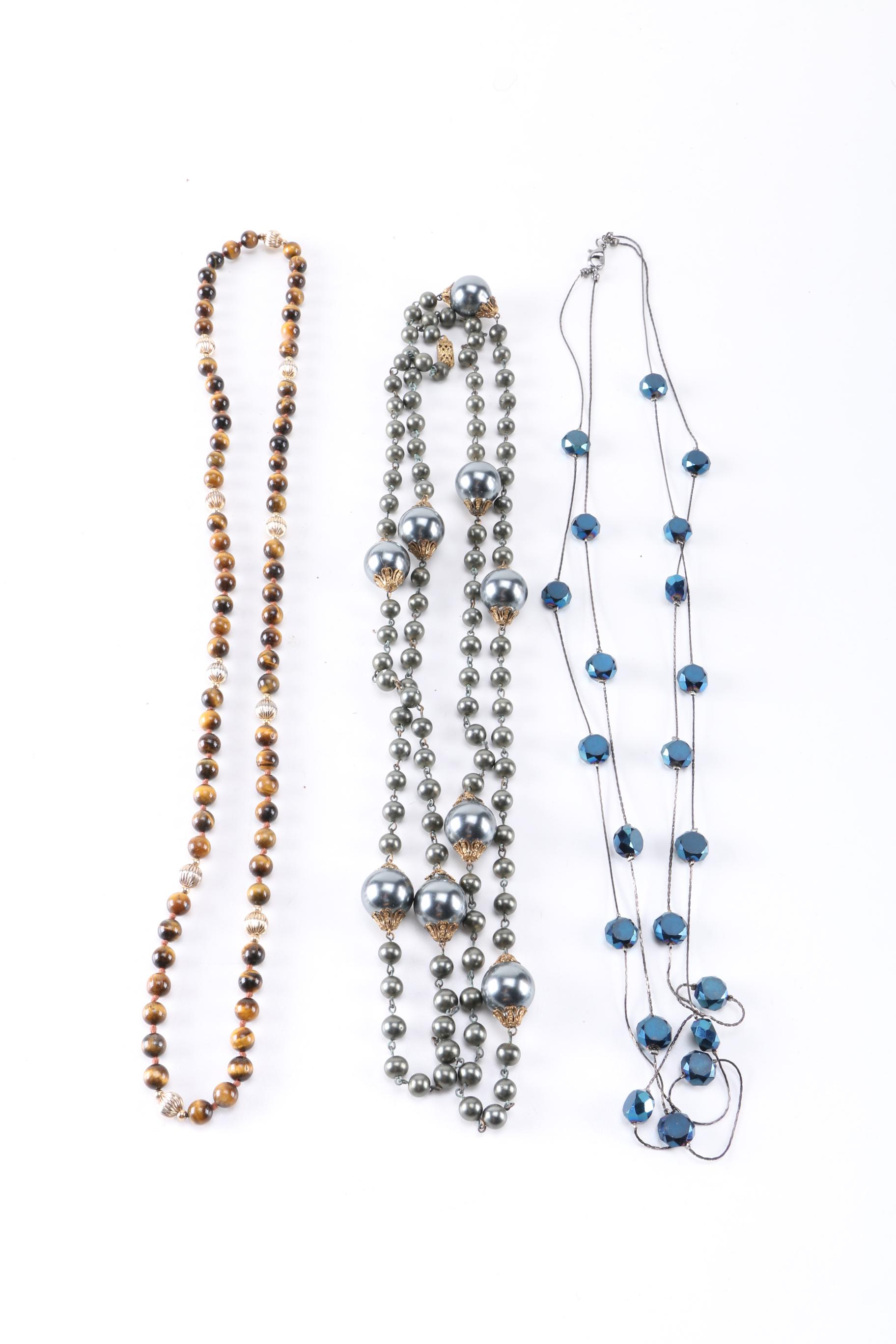 Beaded Costume Jewelry Including Tiger's Eye