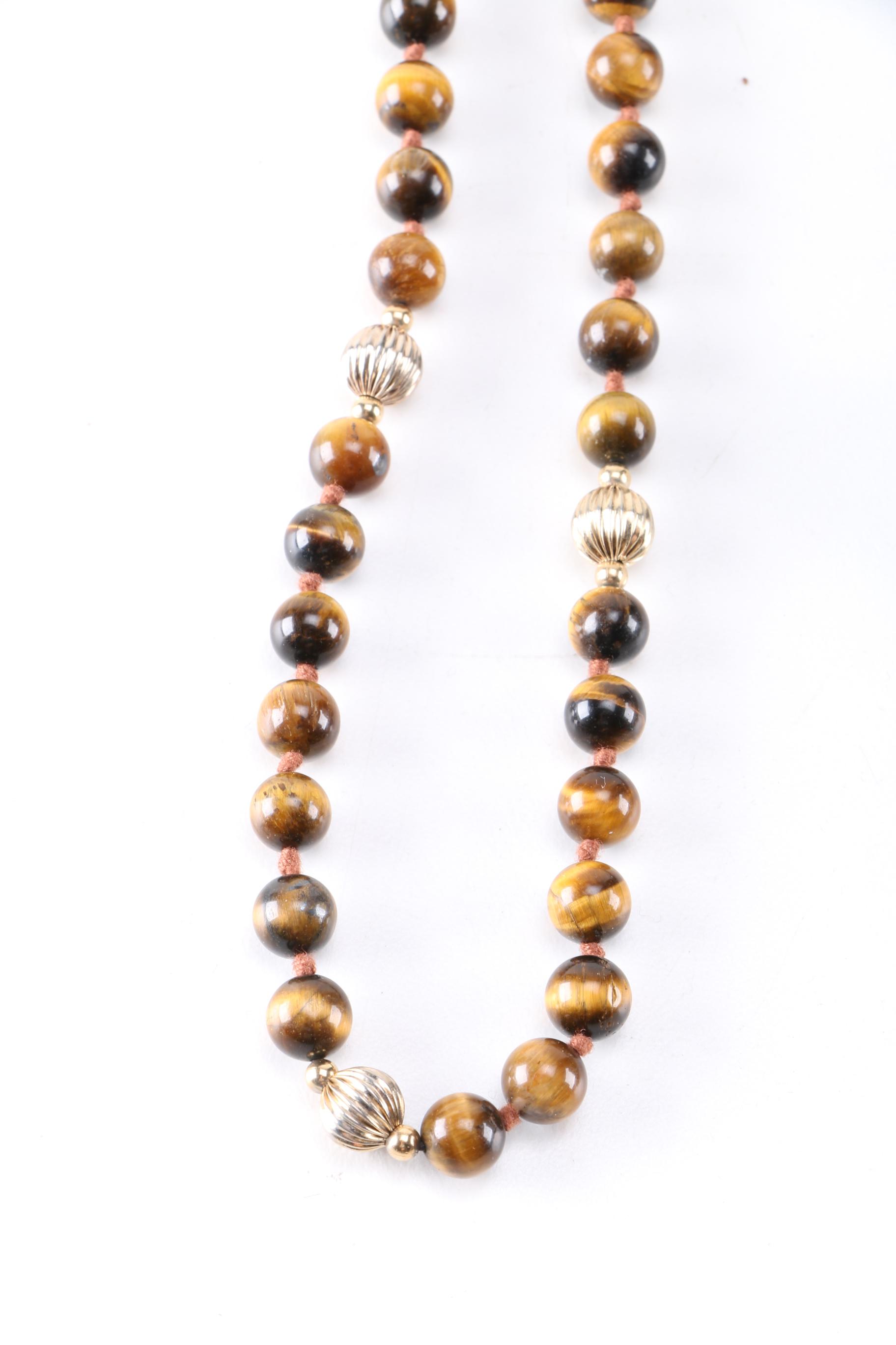 Beaded Costume Jewelry Including Tiger's Eye