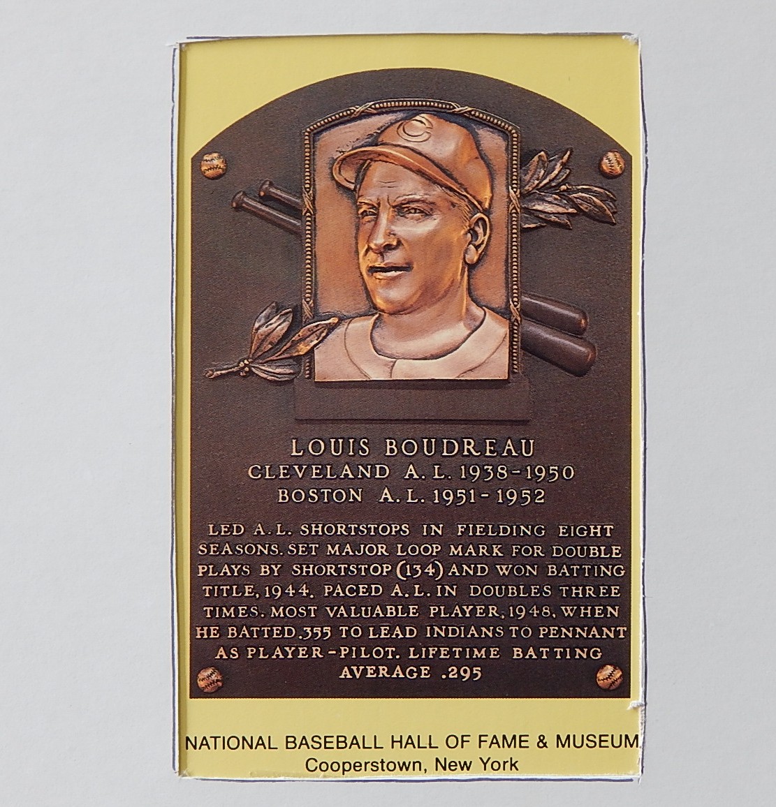 MLB Louis Boudreau Hall of Fame Card and Signature SGC COA