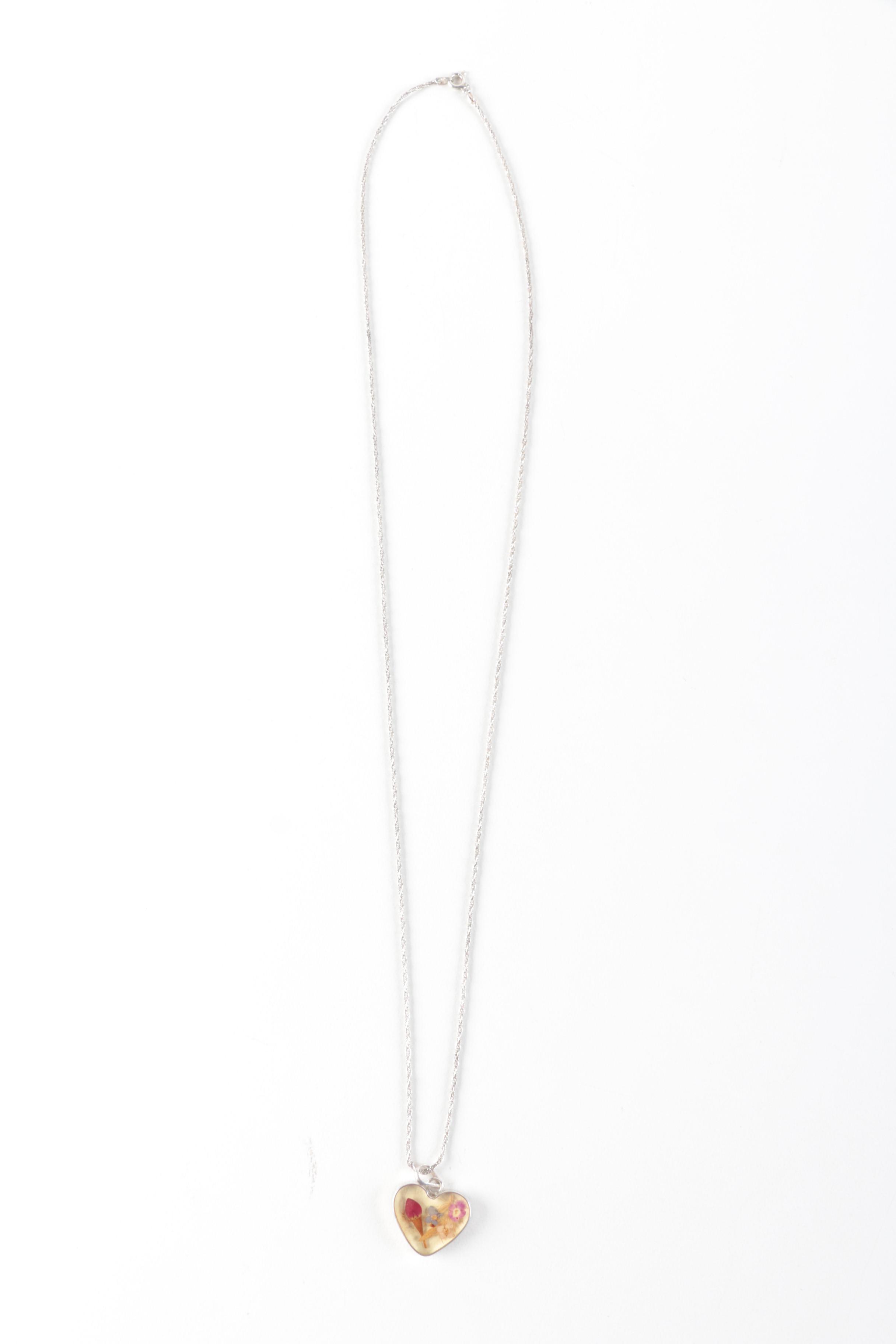 Sterling Silver Jewelry with Flowers Encased in Resin