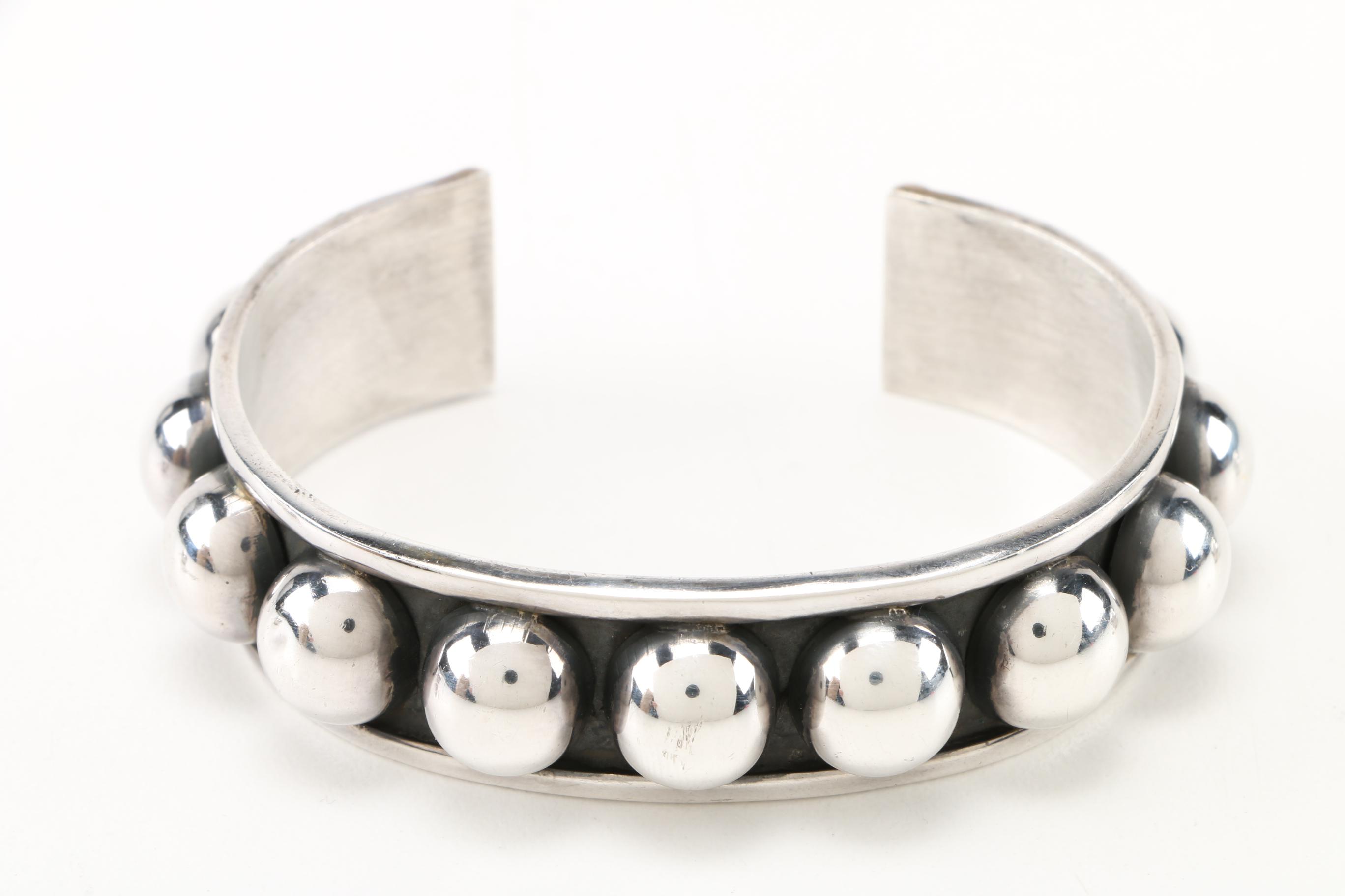 Sterling Silver Cuff and Earrings