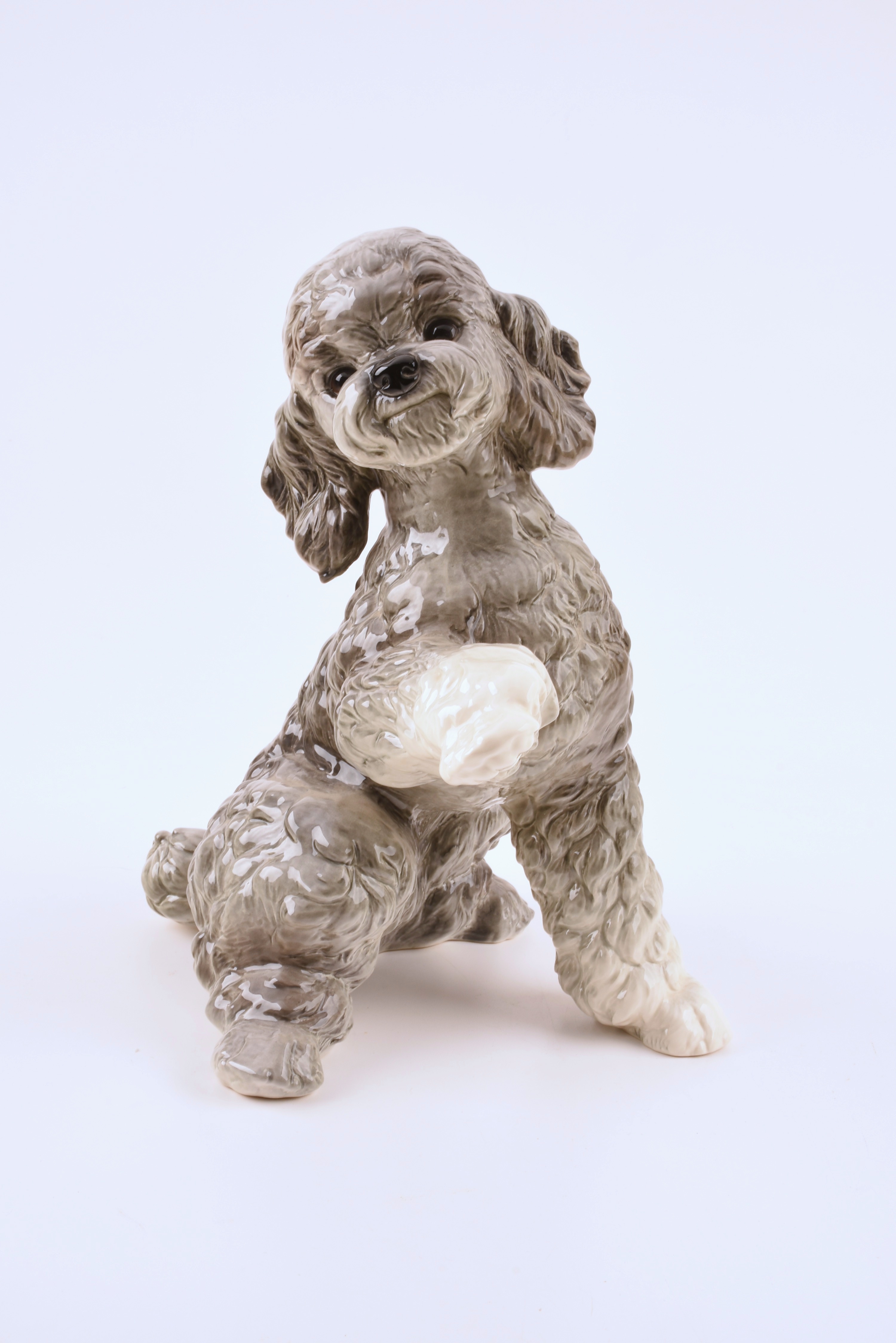 Rare Large Goebel Porcelain Seated Poodle Figure, W. Germany