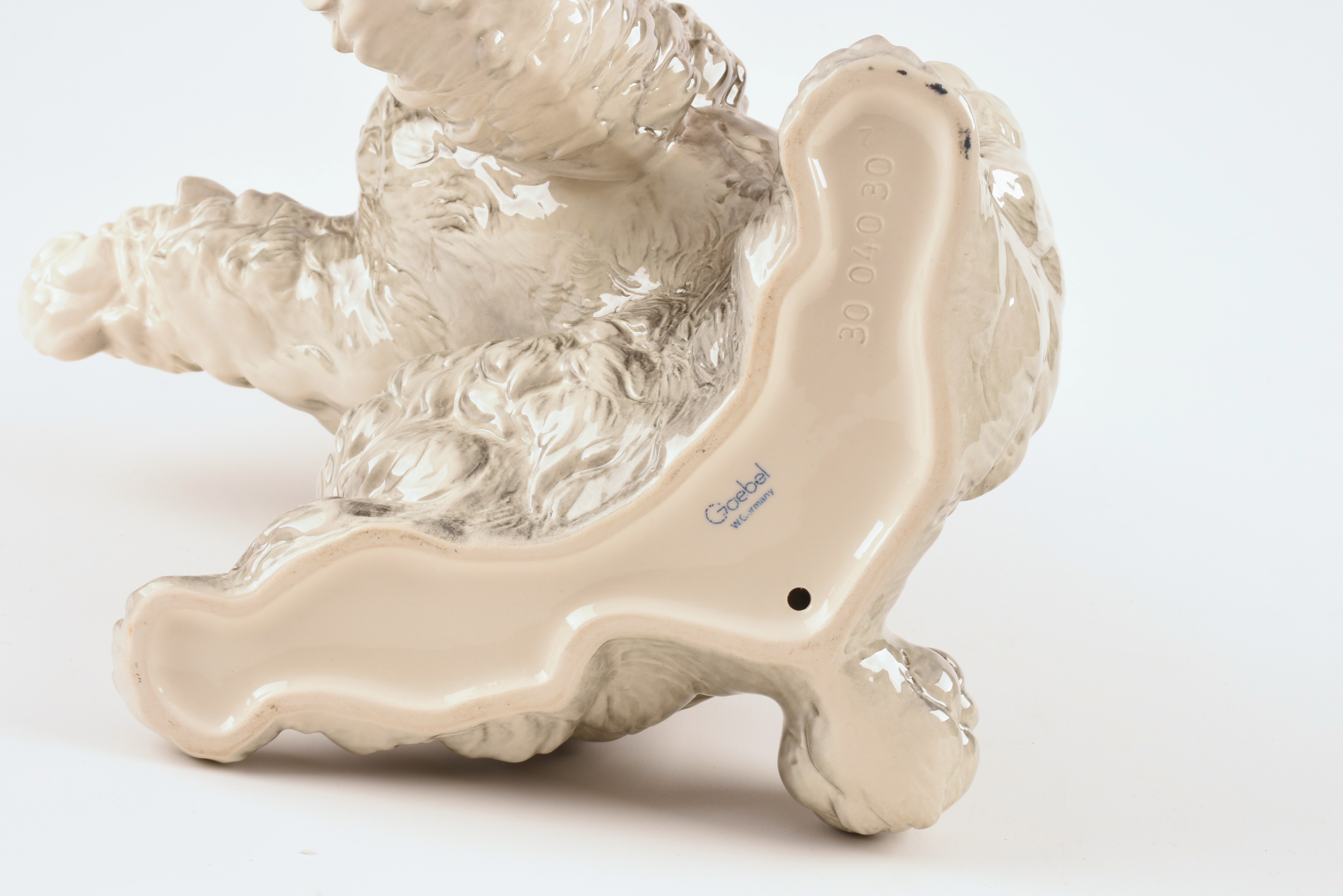 Rare Large Goebel Porcelain Seated Poodle Figure, W. Germany