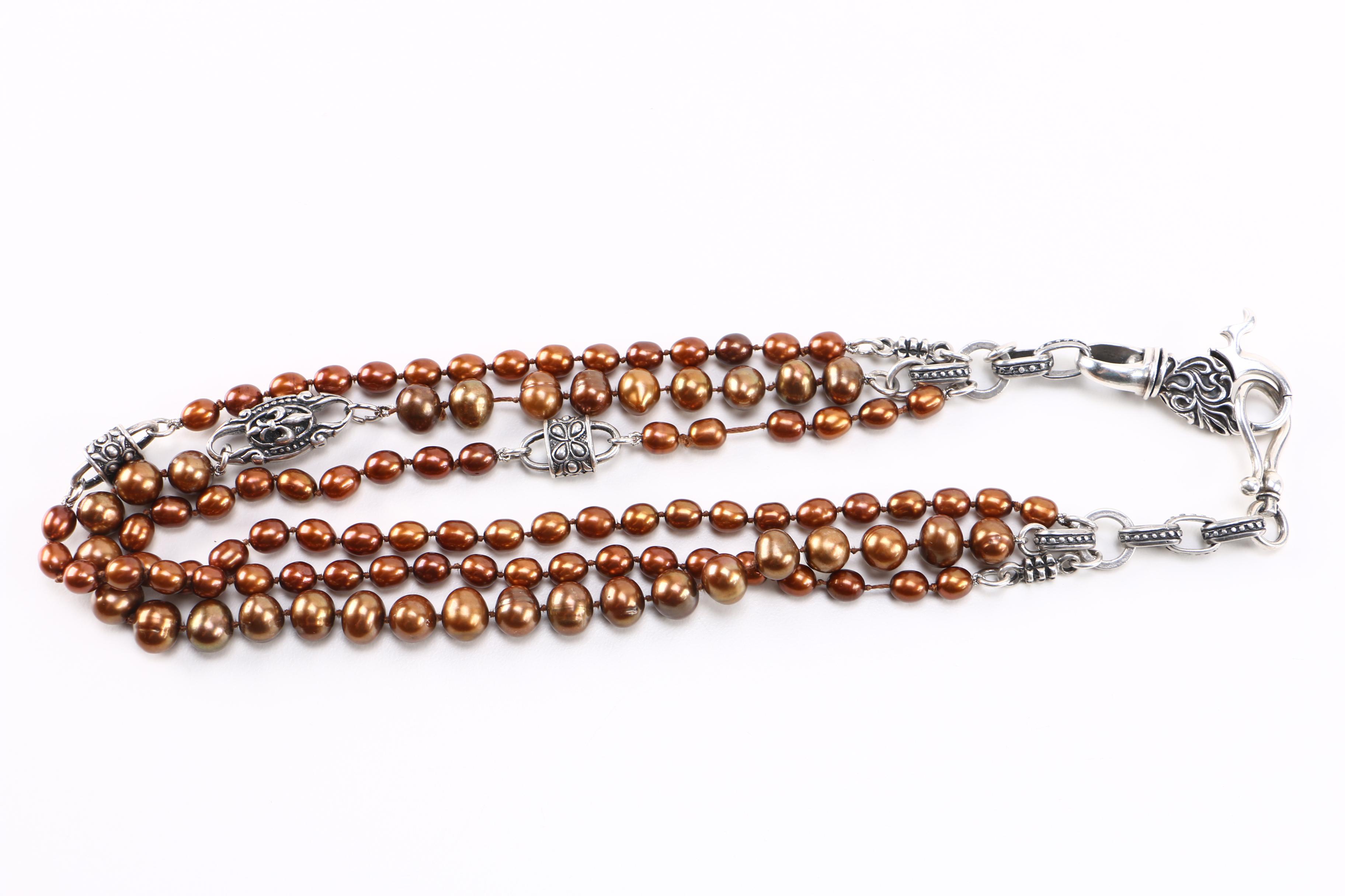 Sterling Freshwater Pearl Necklace by Chevron Royale