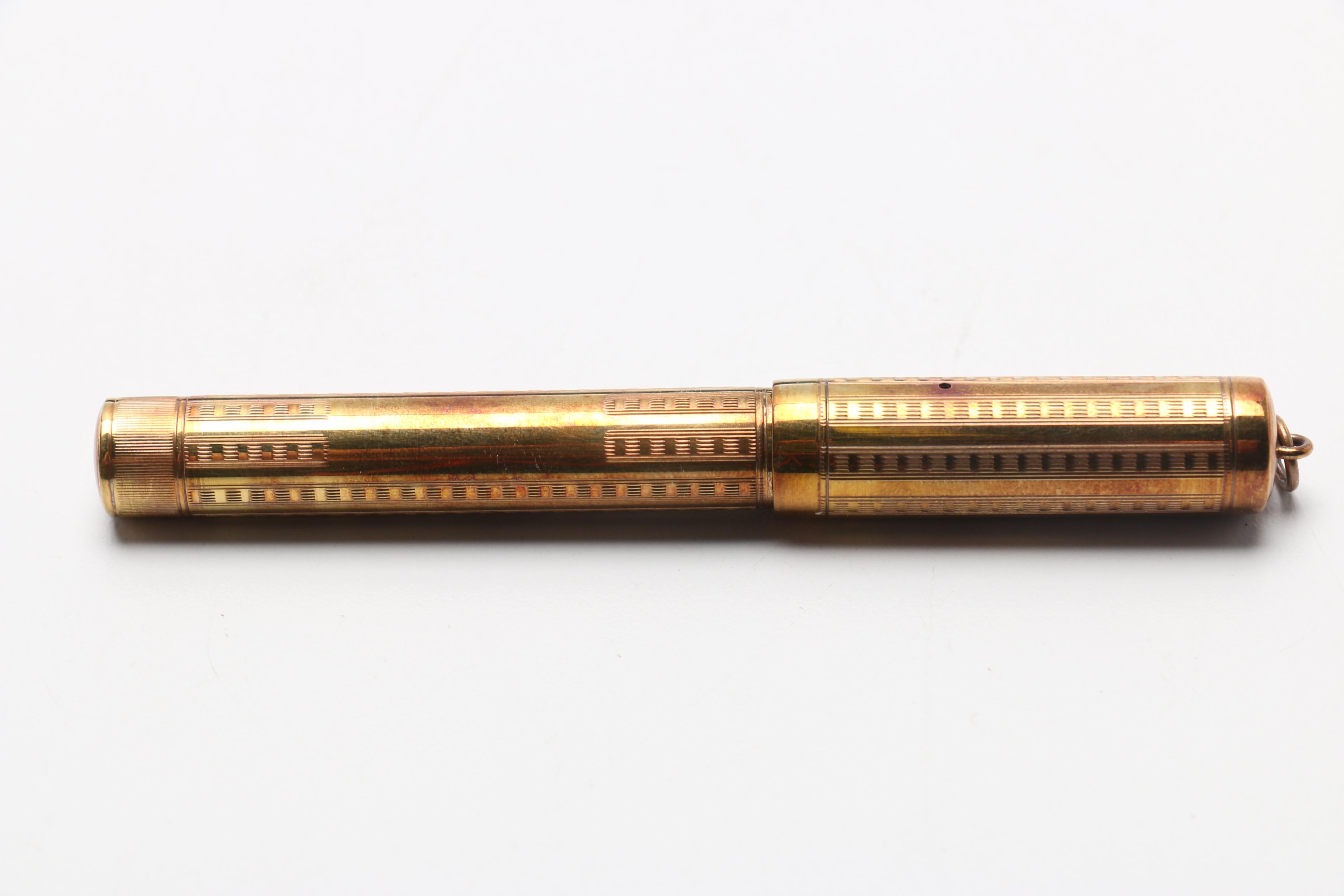 14K Sheaffer's Pen and Pencil Set and Brass Fountain Pen