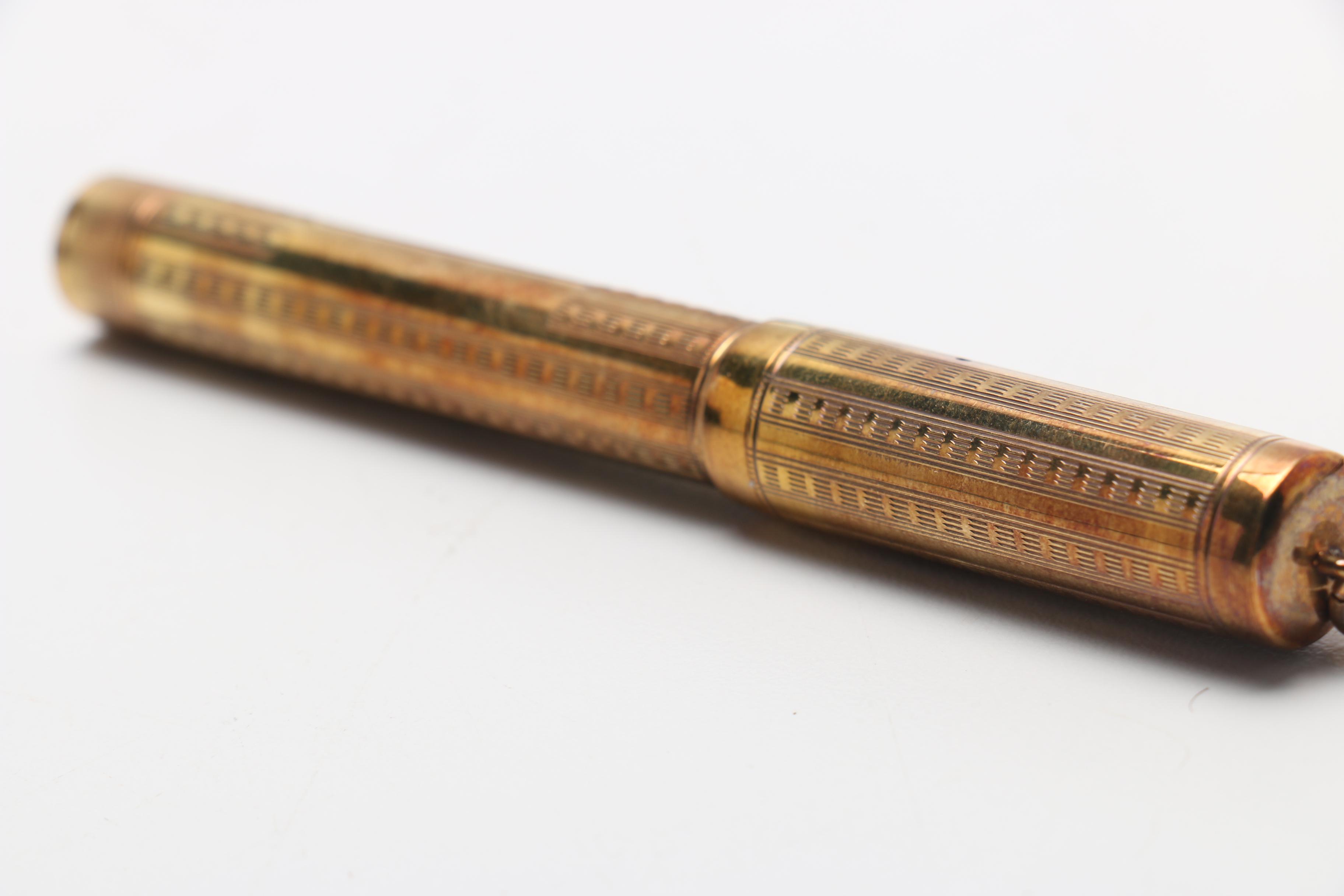 14K Sheaffer's Pen and Pencil Set and Brass Fountain Pen