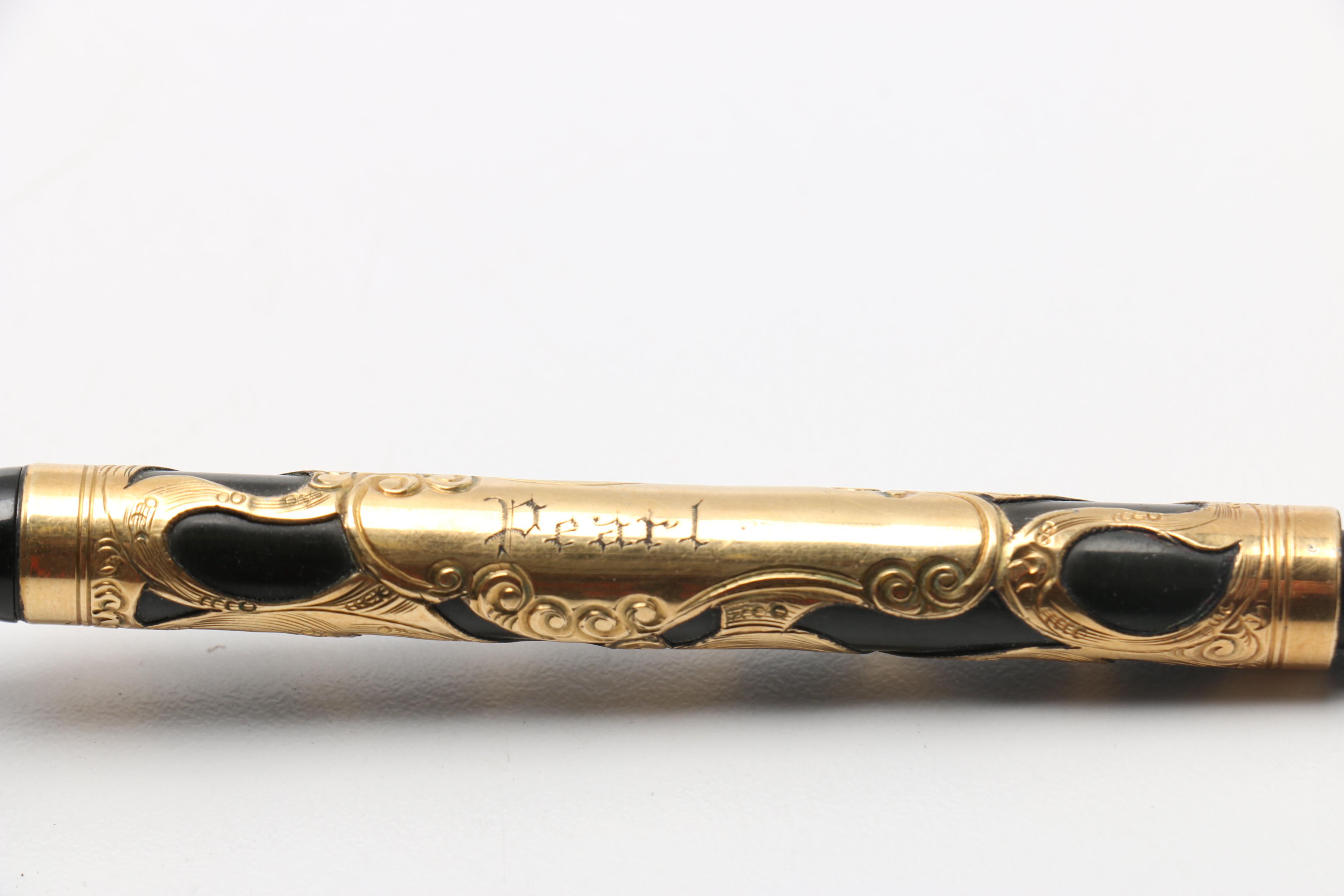 14K Sheaffer's Pen and Pencil Set and Brass Fountain Pen