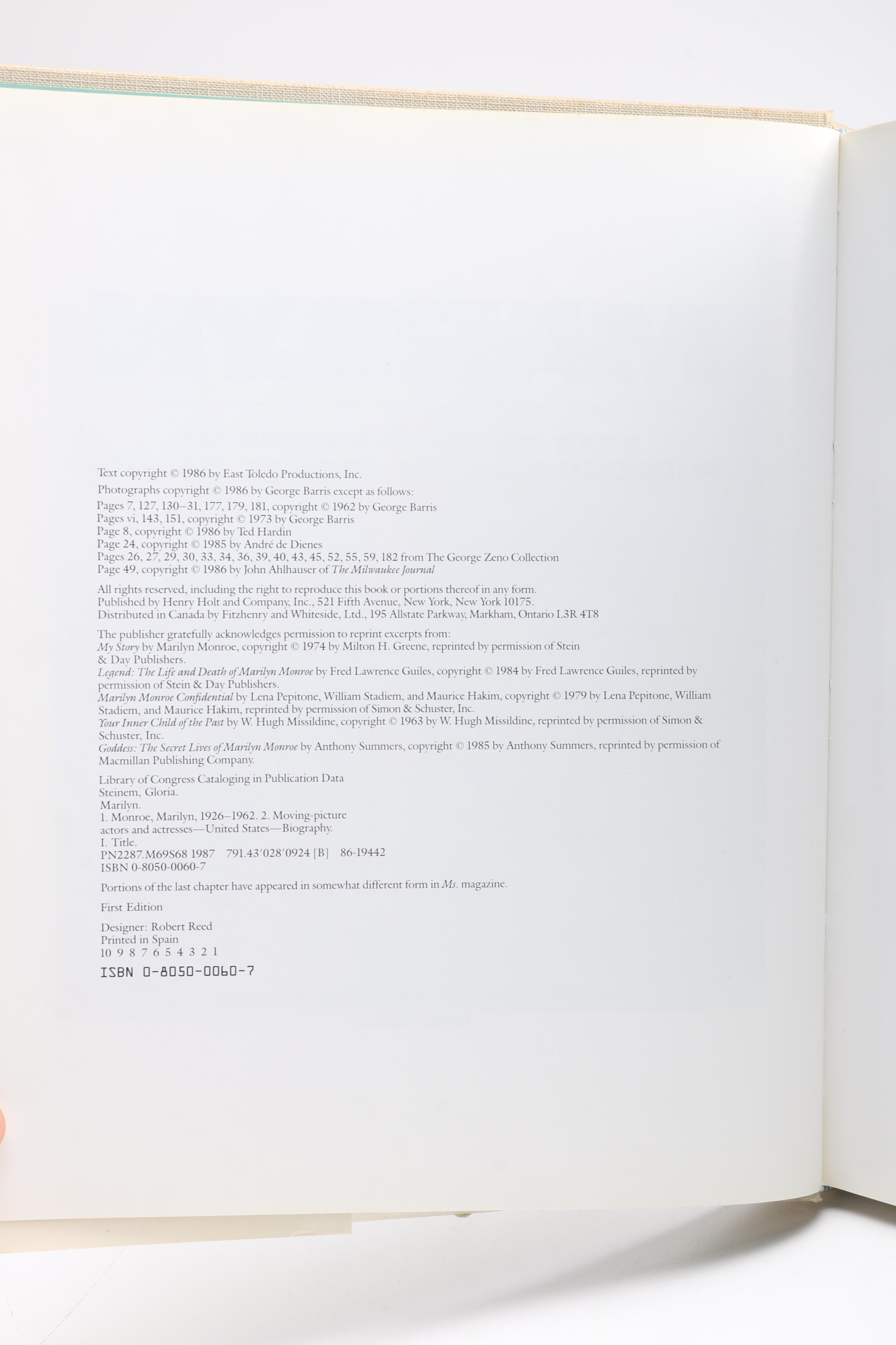 First Printing "Marilyn" by Gloria Steinem and George Barris