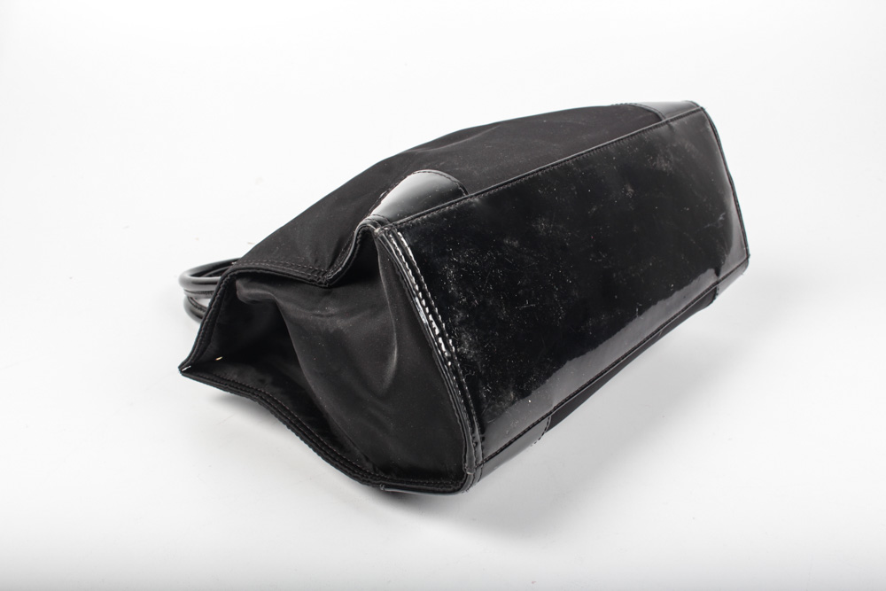 Tory Burch Black Nylon and Patent Leather Trimmed Handbag