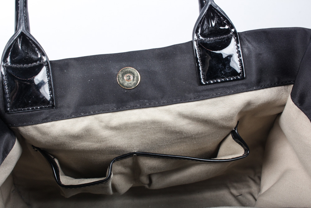Tory Burch Black Nylon and Patent Leather Trimmed Handbag