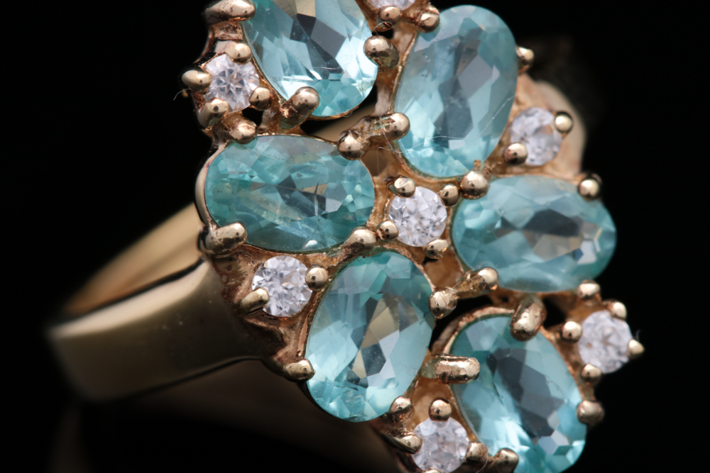 Vermeil, Apatite, and White Zircon Ring