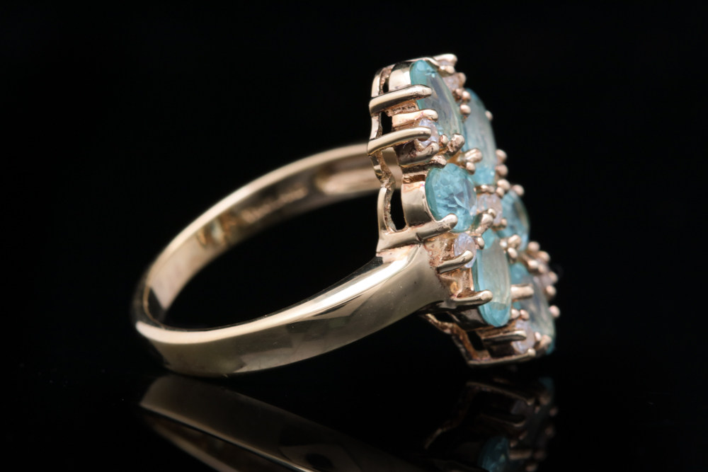 Vermeil, Apatite, and White Zircon Ring