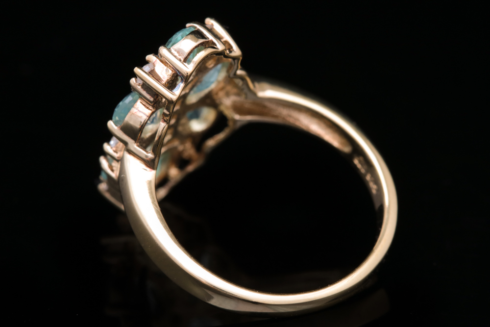 Vermeil, Apatite, and White Zircon Ring