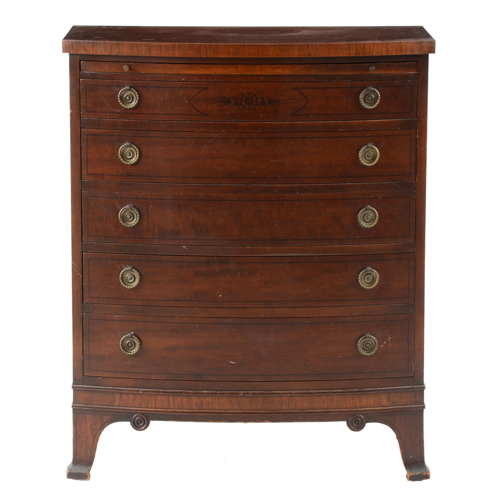 Vintage Mahogany Bow Front Chest of Drawers
