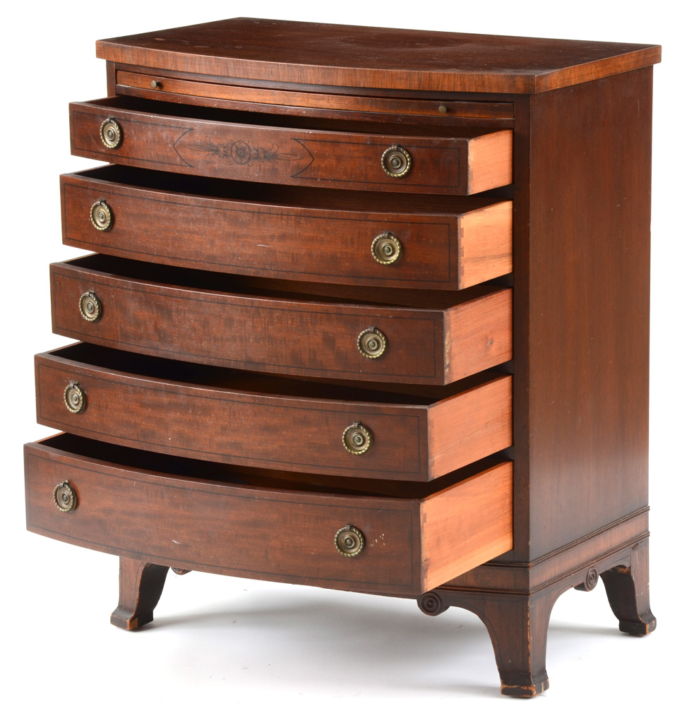 Vintage Mahogany Bow Front Chest of Drawers