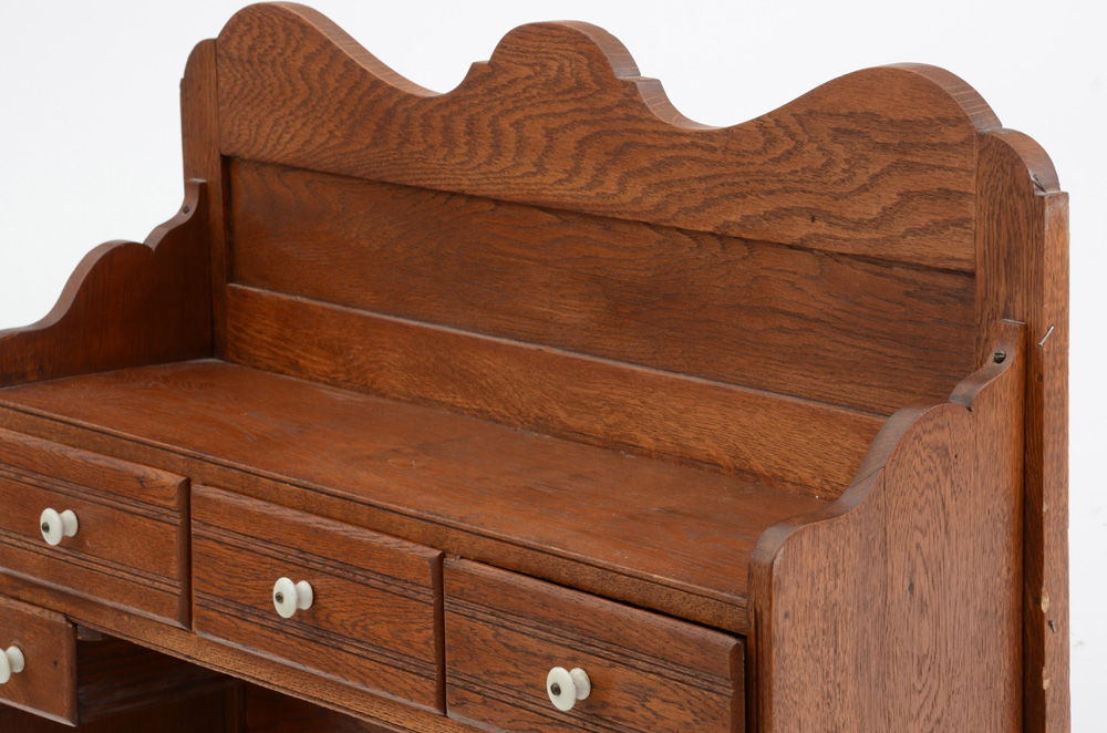 Antique Wall-Mounted Shelf with Drawers