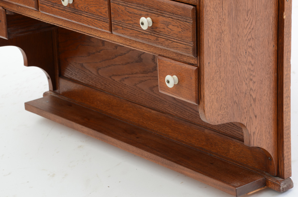 Antique Wall-Mounted Shelf with Drawers