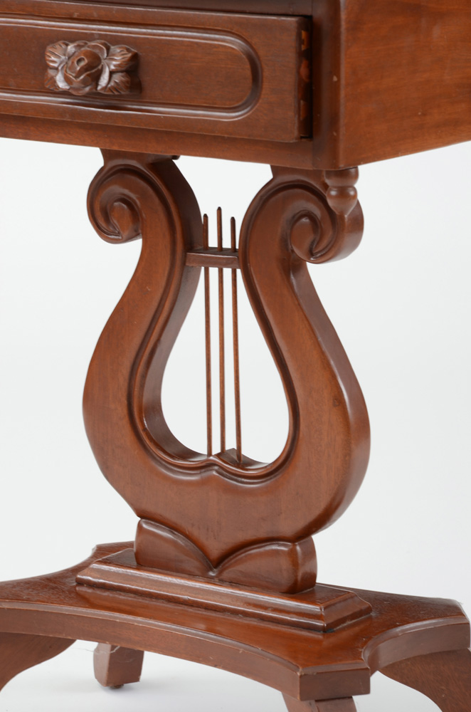 Marble Top Mahogany Accent Table