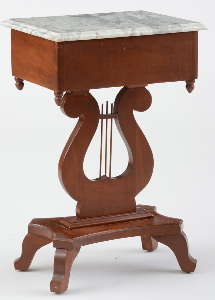 Marble Top Mahogany Accent Table