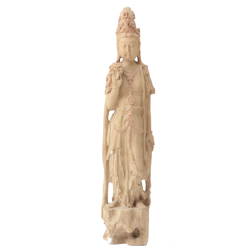 Standing Guanyin Earthenware Sculpture