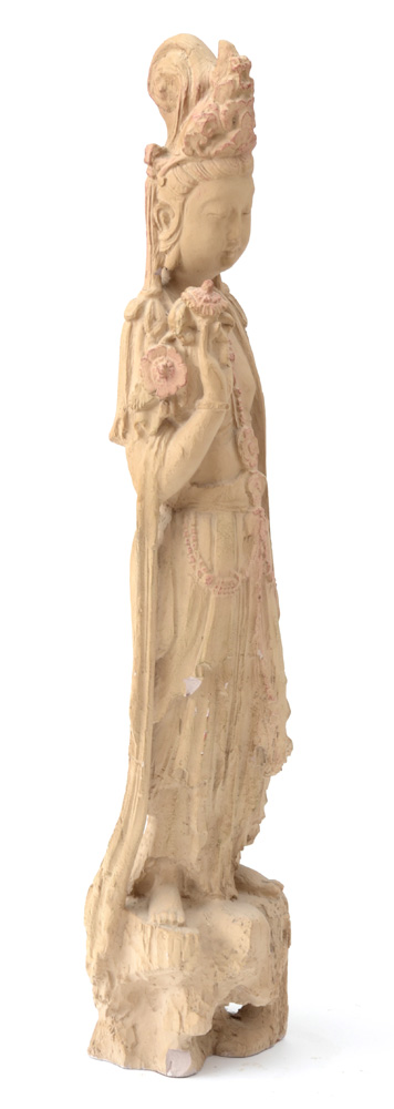 Standing Guanyin Earthenware Sculpture