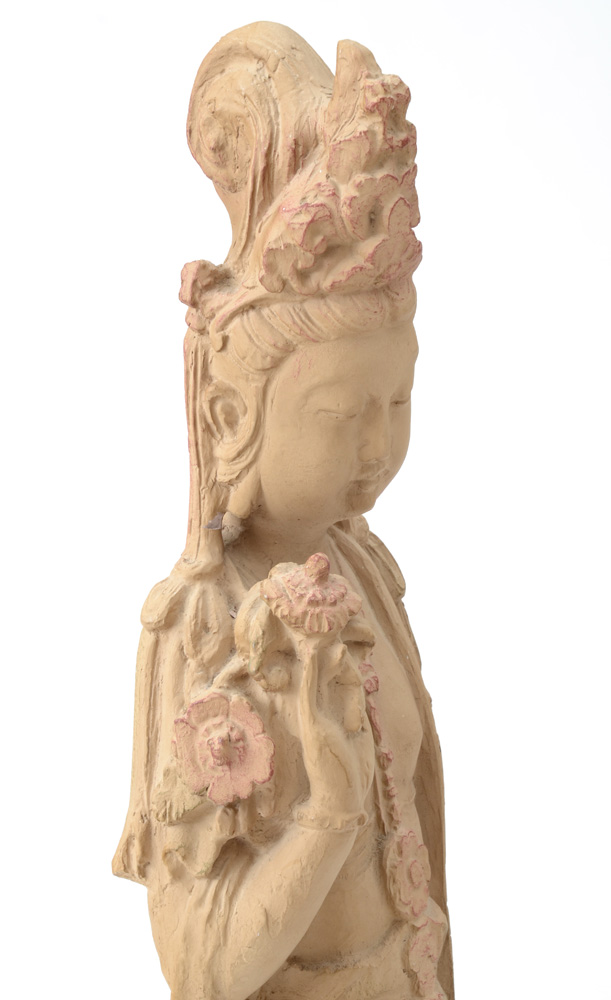 Standing Guanyin Earthenware Sculpture