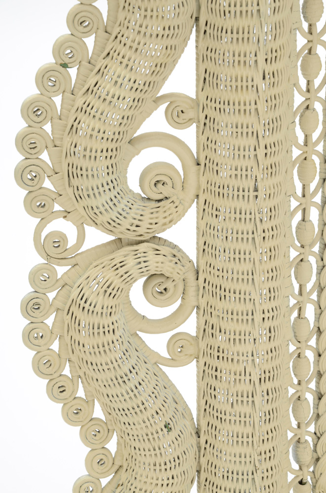 Antique Wicker Framed Wall Mirror