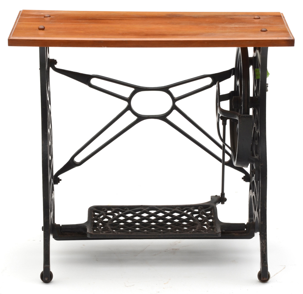 Converted Sewing Trestle Accent Table