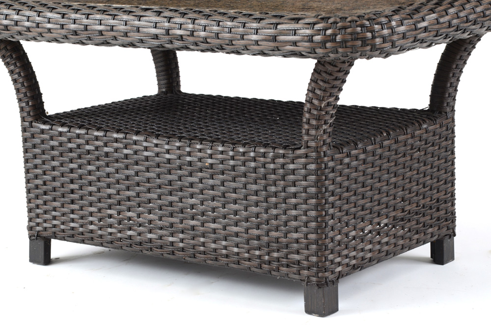 Granite Veneer Topped Resin Wicker Coffee Table