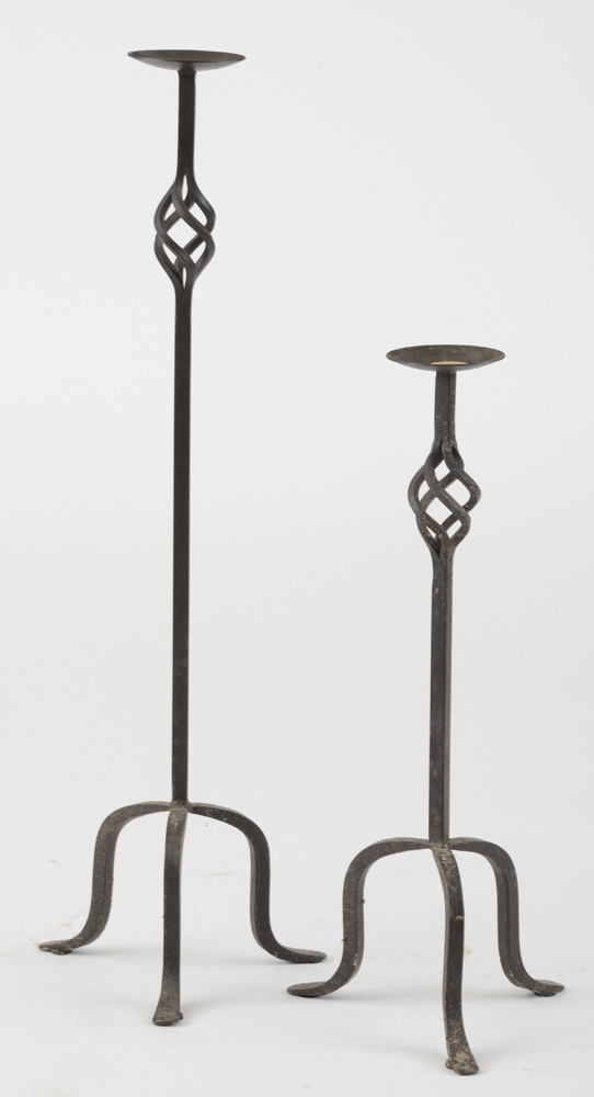 Two Wrought Iron Candlesticks